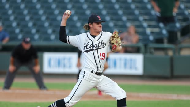 UIL Class 6A State Baseball Semifinal June 10, 2022 Rockwall Heath vs San Antonio Reagan. Photo-Tommy Hays08